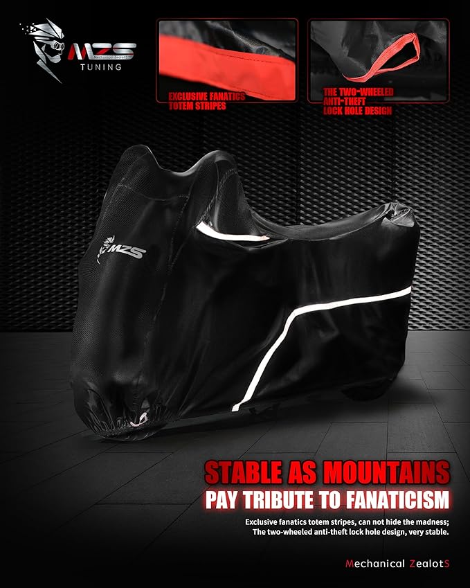 MZS Motorcycle Cover Waterproof Outdoor, 420D All Weather Scooter Cover Protection Storage fit up to 73" Compatible With Grom Sur Linght Bee X S Monkey 125 Ruckus Navi Z125 Papio NCW50 TNT135 CT110