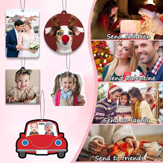 2pcs Personalized Air Freshener with Pictures, Personalized Car Air Freshener with Custom Photo, Custom Double Sided Photo for Car Wardrobe Bathroom Hanging Ornaments (Round)