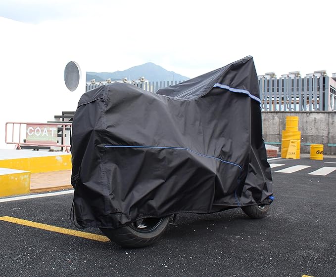 FENRIR 420D Oxford Cloth 88.6" 225CM Motorcycle Cover Exhaust Pipe Anti-Scalding Waterproof Outdoor Outside Storage for Naked Sprot Supermoto Motocross Cruise Street Bike Supersport Scooter Dirt Bike