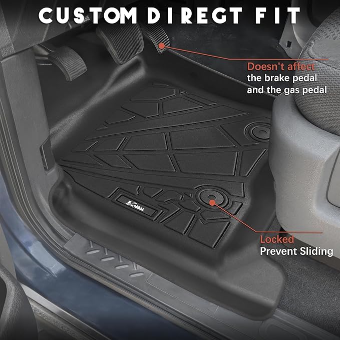 KARPAL Floor Mats Fit 2010-2014 Ford F150 SuperCrew/Crew Cab with 1st Row Bucket Seat, Custom Fit All Weather TPE F-150 Floor Liners, 1st & 2nd Row F150 Accessories Car Mats