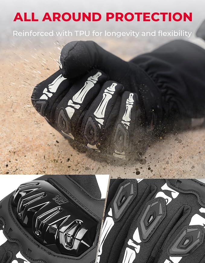 KEMIMOTO Winter Motorcycle Gloves, Rainproof Riding Warm Gloves with Touchscreen for Motorcycle Riding, ATV, UTV, Snowmobile Glow-in-The-Dark Green XL
