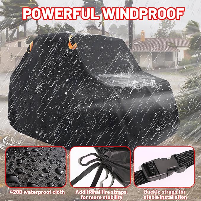 StarknightMT UTV Cover 2-3 Seater,Large Waterproof 210D Cover Compatible with Kawasaki Mule 4000 4010/Defender/Ranger XP 1000/Wolverine RMAX2/Pioneer/Uforce with Reflective Strips