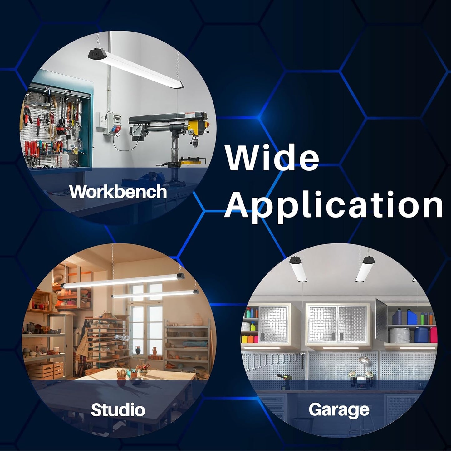 DYMOND 4FT 40W Wraparound LED Shop Light Fixture with Pull Chain Daylight White 5000K for Garage Workshop Basement