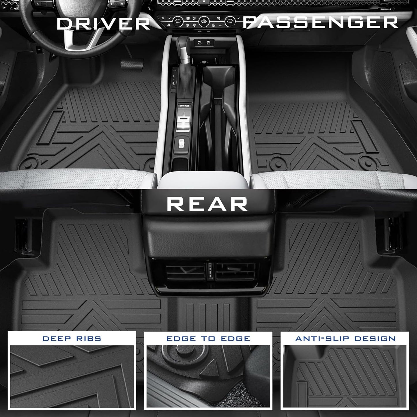 Car Floor Mats for 2024 2025 Chevy Chevrolet Trax & Buick Envista Accessories,TPE All Weather Protection Floor Mats,Custom Fit 1st&2nd Row Car Floor Liners Set,Heavy Duty Accessories,Black