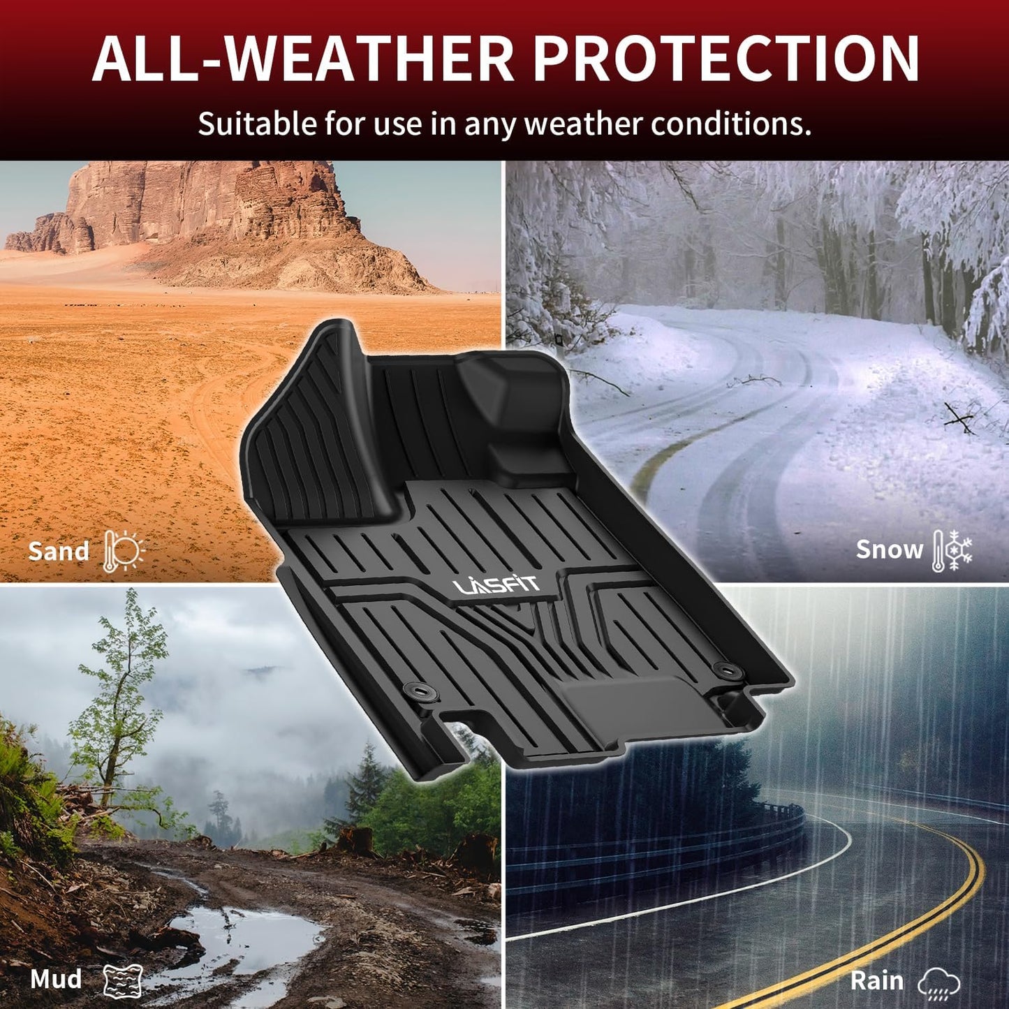 LASFIT Floor Mats & Trunk Mat for Honda Odyssey 2026 2025 2024 2023 2022 2021 2020 2019 2018 Mini Passenger Van, All Weather TPE Car Floor Liners-1st & 2nd & 3rd Row & Cargo Mat Full Set