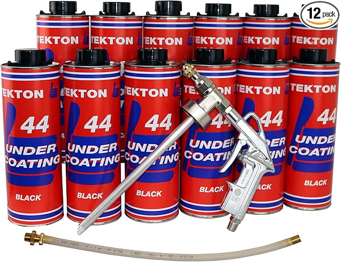 Tekton44 Undercoating for Cars, RVs, Commercial Trucks Black Undercoating Kit (12 Liter Cans + 1 Spray Gun + 1 Spray Wand)