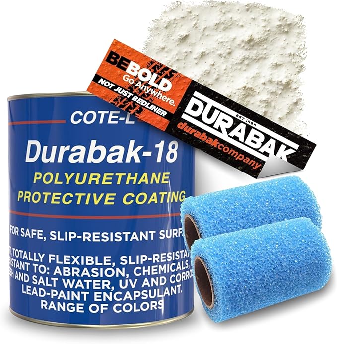 Durabak-18 Textured Truck Bed Liner Gallon KIT - Roll On Coating | DIY Custom Coat for Bedliner and Undercoating, Auto Body, Automotive Rust Proofing, Boat Repair (Gallon, White)