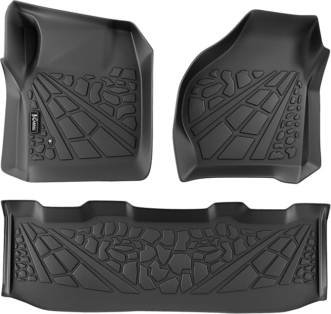 KARPAL Floor Mats Fit for 1999-2007 Ford F-250/ F-350/ F-450 Super Duty Crew Cab, Custom Fit All Weather TPE Ford Super Duty Accessories 1st & 2nd Row Car Floor Liners
