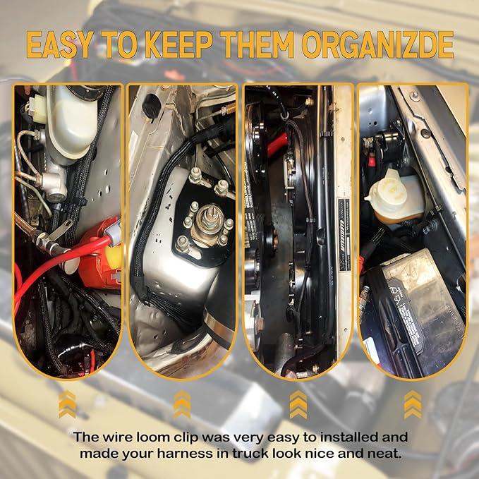 180pcs Nylon Universal Cable Tie Buckle, Push Mount Cable Zip Tie with Car Wire Loom Routing Clips, Universal Compatible with GM Ford Trucks Cars Sedan UTV Engine Bay Self Locking Straps