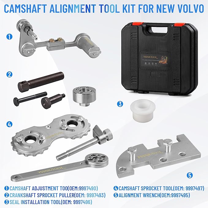 Camshaft Chain Timing Tool for New Volvo 2.0T S60 S80 V60 V70 XC60 XC70 XC80 Engines Timing Belt,Camshaft Alignment Tool Kit for New Volvo 2.0T