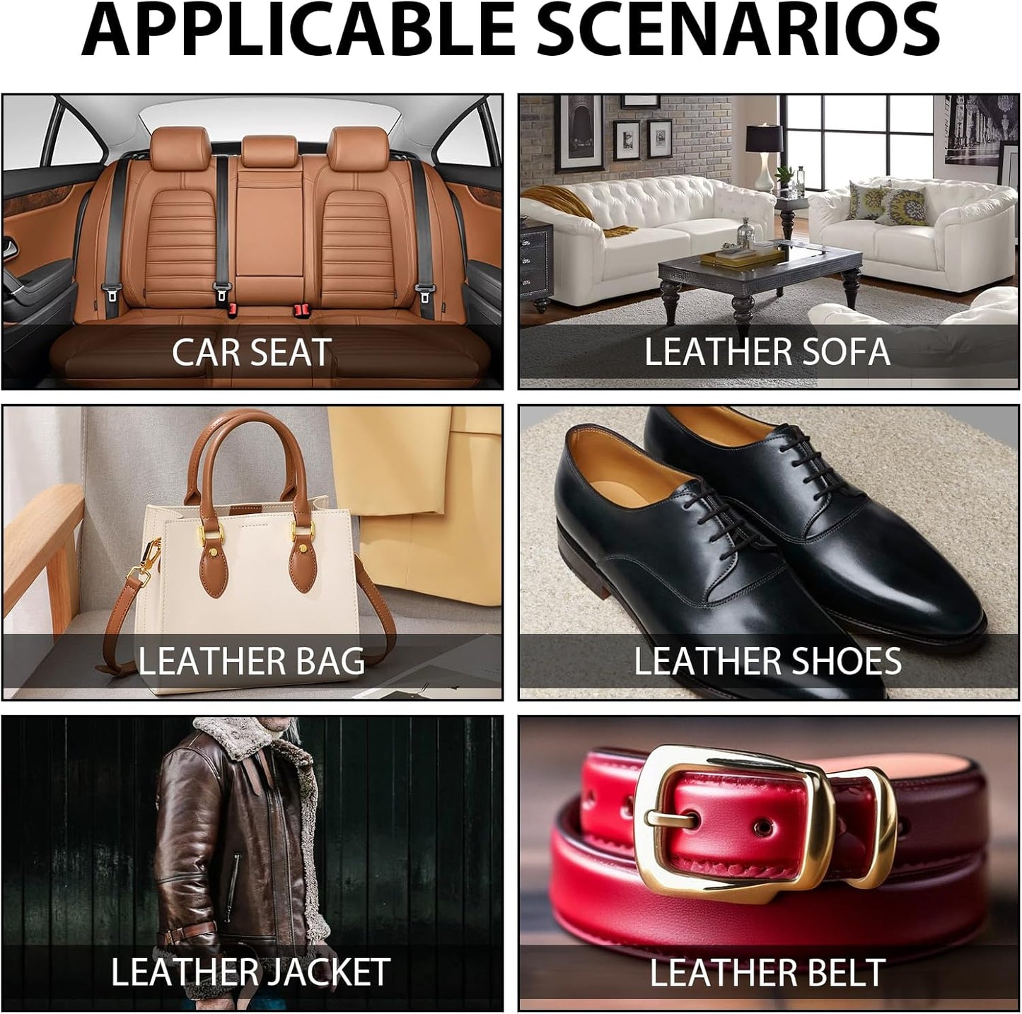 Leather Repair Kit,Car Seats, Sofa,Jacket & Purse - Repairs Burn Holes,Scratches,Tears - Restores Faux,Vinyl,Artificial and Real Leather (Ten Colors)