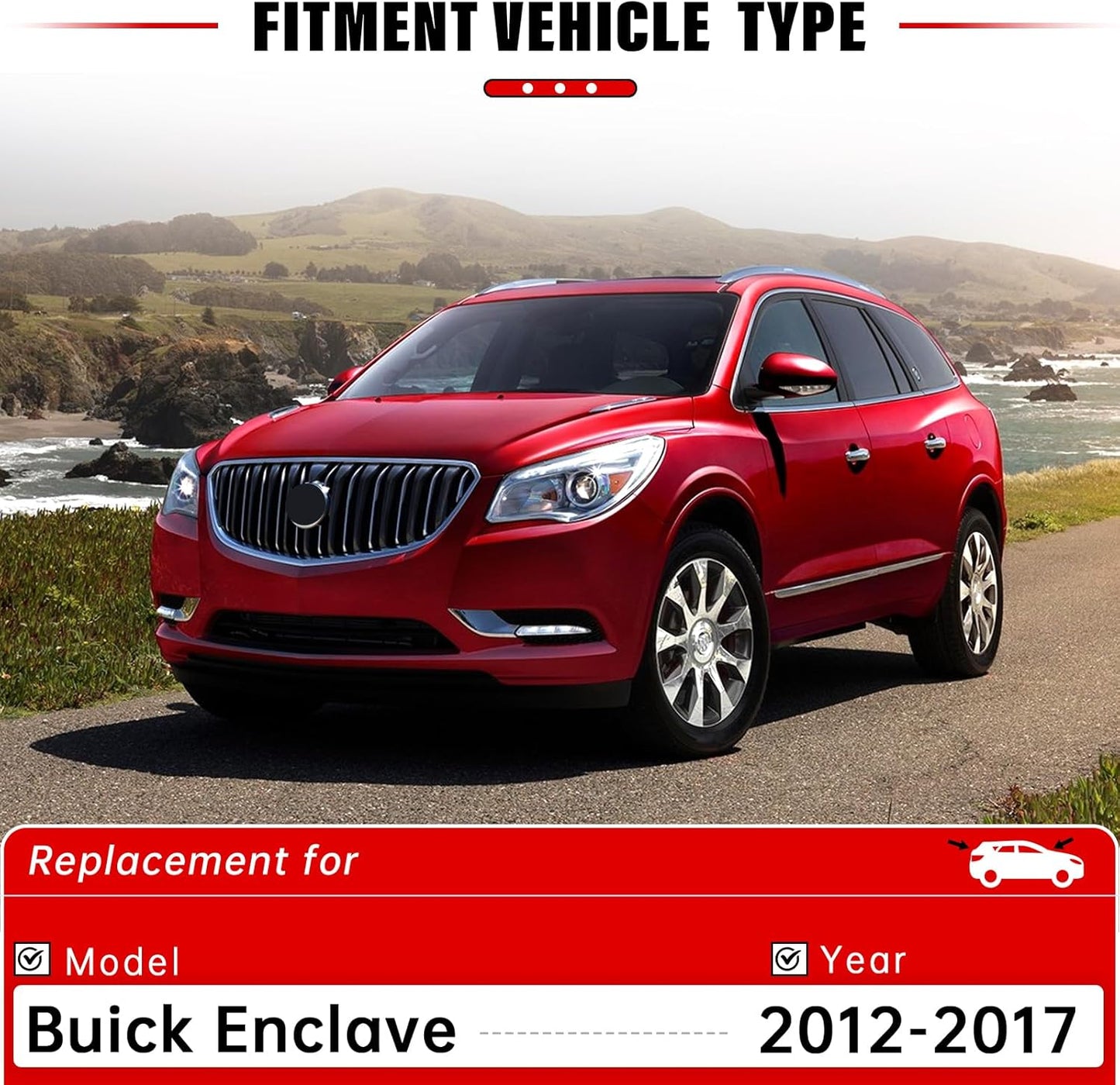 Windshield Wiper Blades Replacement for Buick Enclave 2012 2013 2014 2015 2016 2017 Original Factory Quality Front Rear Wipers Blade Set for My Car - 24" 21" 12" (Pack of 3)