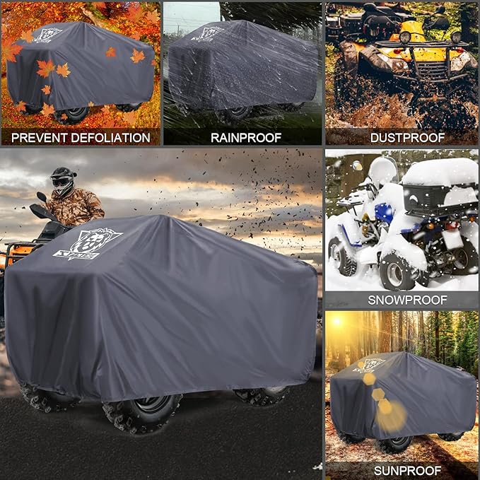 XYZCTEM Premium ATV Cover, Oxford Fabric Protection Against Water, UV, Wind, Quad Cover for Can-am,Suzuki,Kawasaki, Honda, Yamaha, Polaris and More, 4 Wheeler Accessories(Grey,82 inch)
