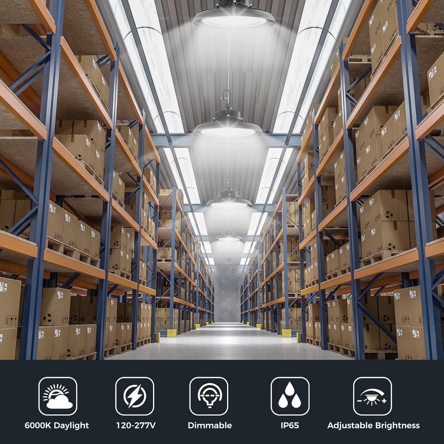 High Bay Lights LED UFO Light 240W LED Shop Lights 6000K IP65 Commercial Bay Lighting Fixture 43200 LM Super Bright, 5ft Cable Plug & Play for Warehouse Factory Garage Workshop Barn 1 Pack