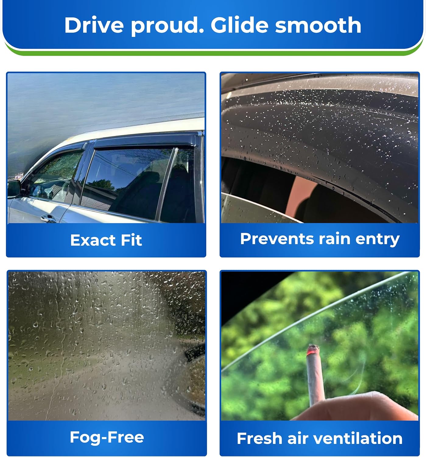 KPY Window Visors Compatible with Dodge Avenger 2008-2014, 4PC Rain Guard Side Vent Deflectors Tape-On Style, 2008 2009 2010 2011 2012 2013 2014