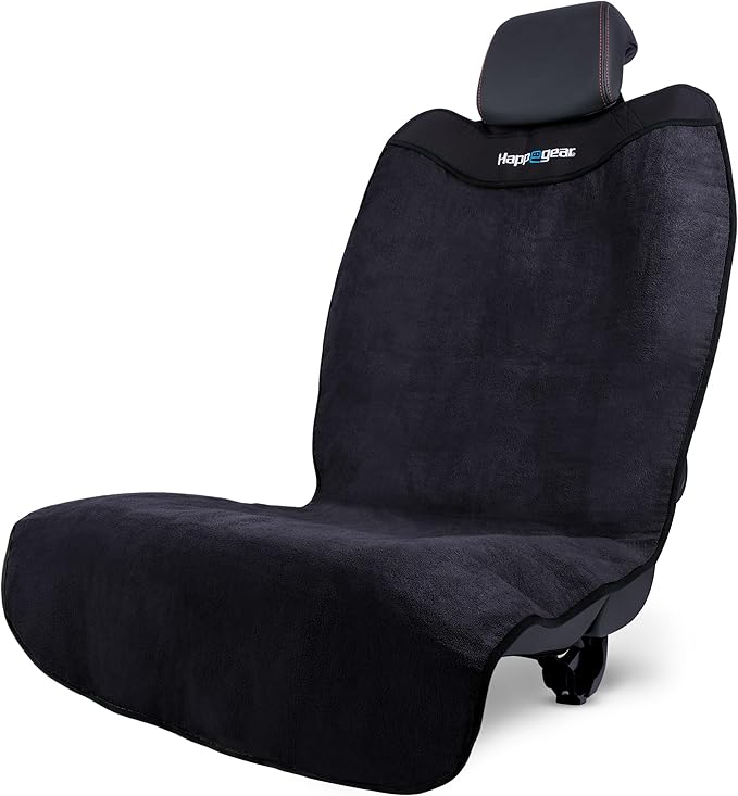 HAPPEGEAR Happeseat Waterproof Car Seat Cover & Protector – Universal Fit Car Seat Towel Cover – Non-Slip Backing, Easy Install & Storage, Machine Washable, Fits Front & Back, Black
