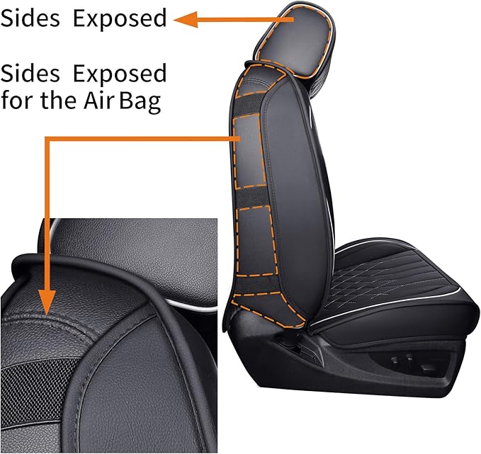Aierxuan 2Pcs Front Chevy Silverado GMC Sierra Car Seat Covers, Custom Fit 2007-2025 1500 2500 HD 3500 HD Crew, Double, Extended Cab or Pickup Truck, with Waterproof Faux Leather (Black and White)