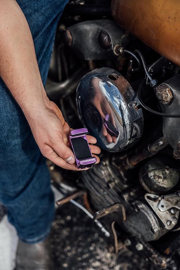FREAKMOUNT 2.0 Magnetic Motorcycle Phone Mount - Compatible with Harley Davidson - Premium Billet Aluminum Holder for Gas Tank, High-Speed Magnet Accessories - Fits Most Phones, Purple Blast