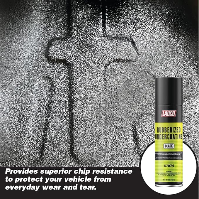 LAUCO Rubberized Undercoating Black (2-Pack) - 15oz Aerosol Spray Paint Can - Automotive & Truck Undercoat, Rust, Corrosion, Sound Deadener Coating for Metal & Plastic (57074)