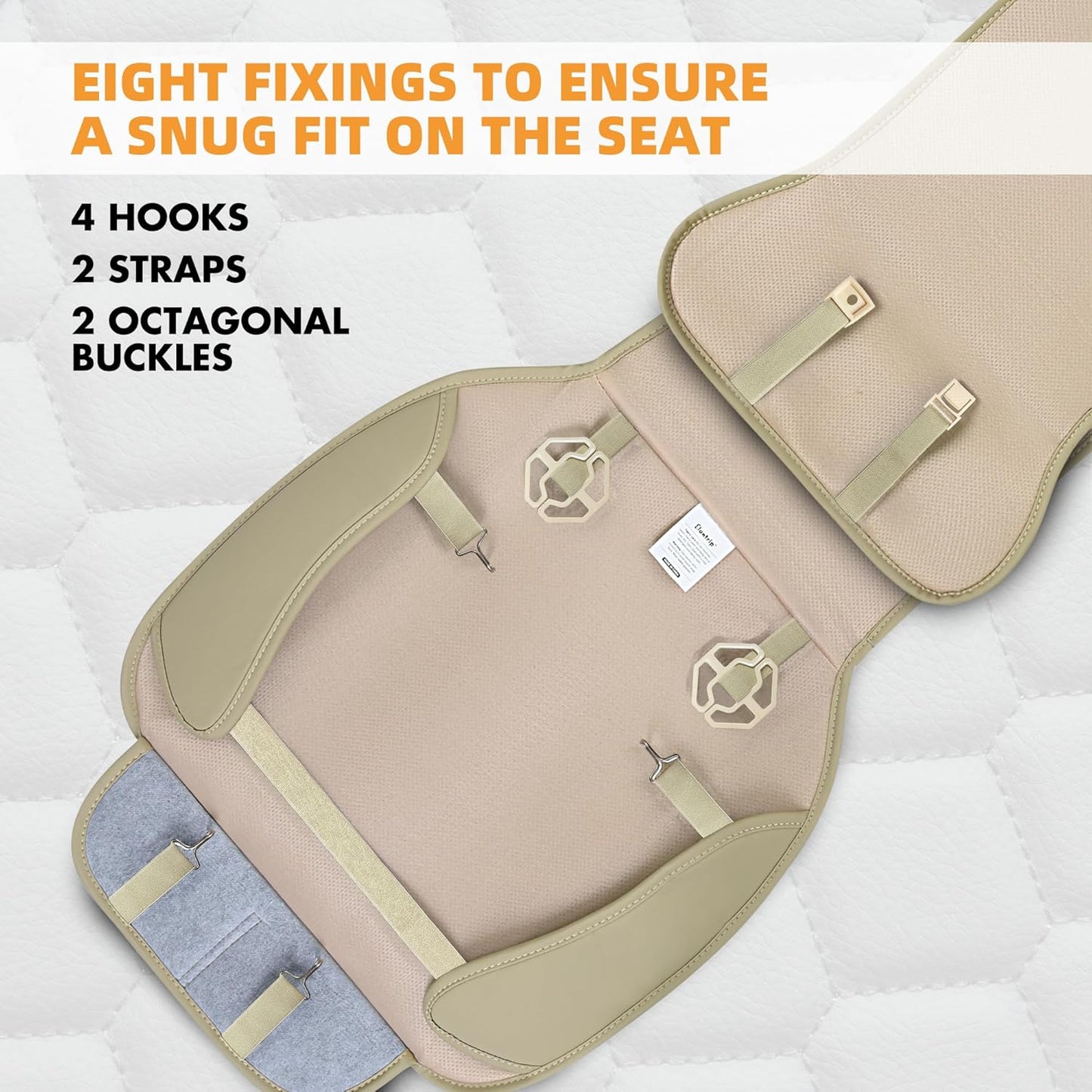 Elantrip Auto Car Seat Covers Leather Car Seat Protector for Women Airbag Compatible Diamond Pattern PU Seat Cover Universal Fitness 2PCs Beige