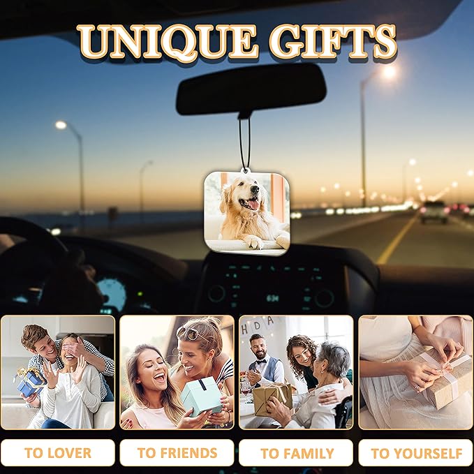 Custom Air Freshener for Car - Double Sided photo Personalized Air Freshener for Car with Multiple Fragrances Decorations for Wardrobe, Bathroom,Hanging Ornaments (Unique Scented Gift) (Square)