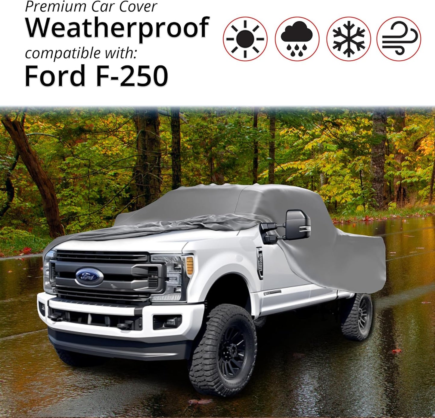 Car Covers Weatherproof Max Truck Cover & Warranty Compatible with Ford 2022-2024 F-250 Regular Cab, 8– Outdoor Cover, Prevents Theft with Cable Lock