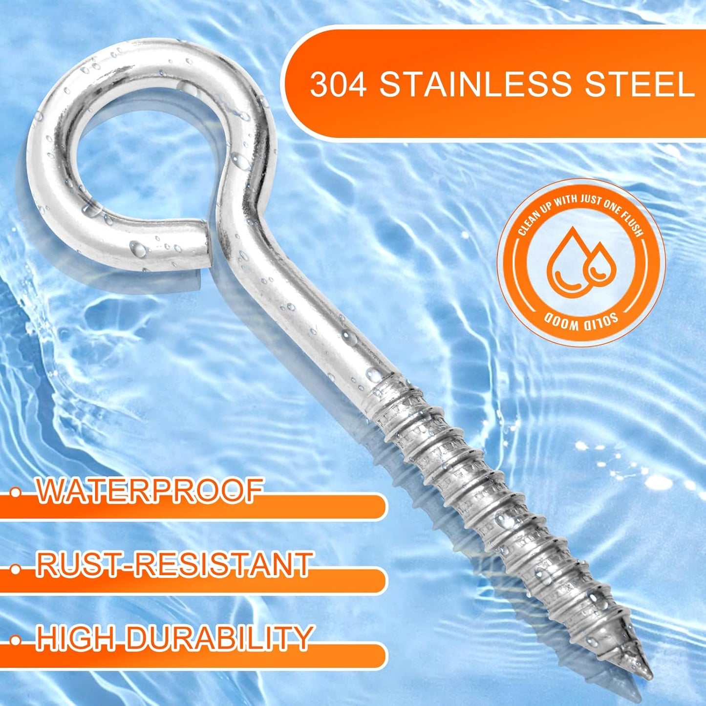 4Pcs Self Tapping Eyelet Screw Eye Bolt，6 Inch Heavy Duty Screw Eyes Hooks ，M10 Wooden Large Screw Eye Hook，Load Capacity 800 Lbs for Hammock ，Yoga，Heavy Indoor Outdoor Uses (4, M10-6 INCH)