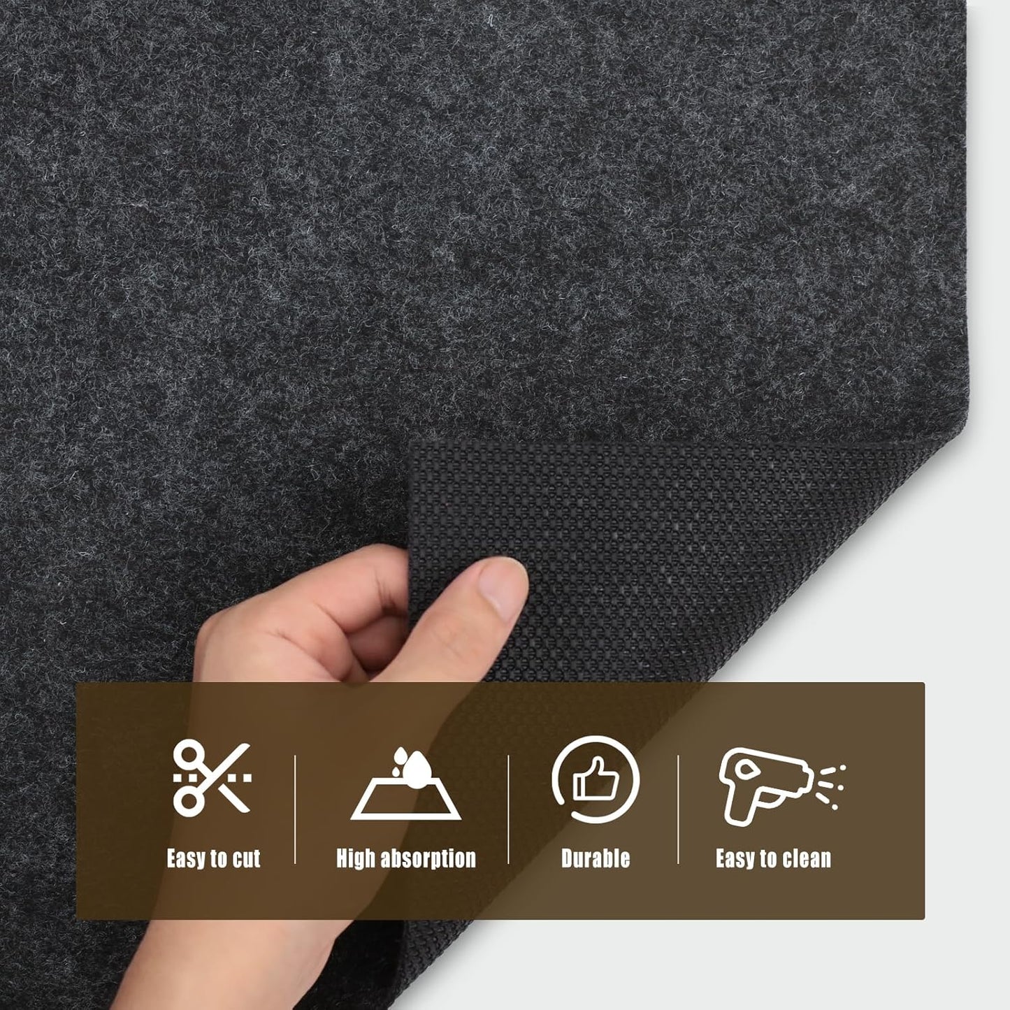 Oil Spill Mat, 3' x 7', Garage Floor Mat Under Car, Waterproof/Durable/Non-Slip TPR Backing, Reusable Absorbent Pad, Charcoal