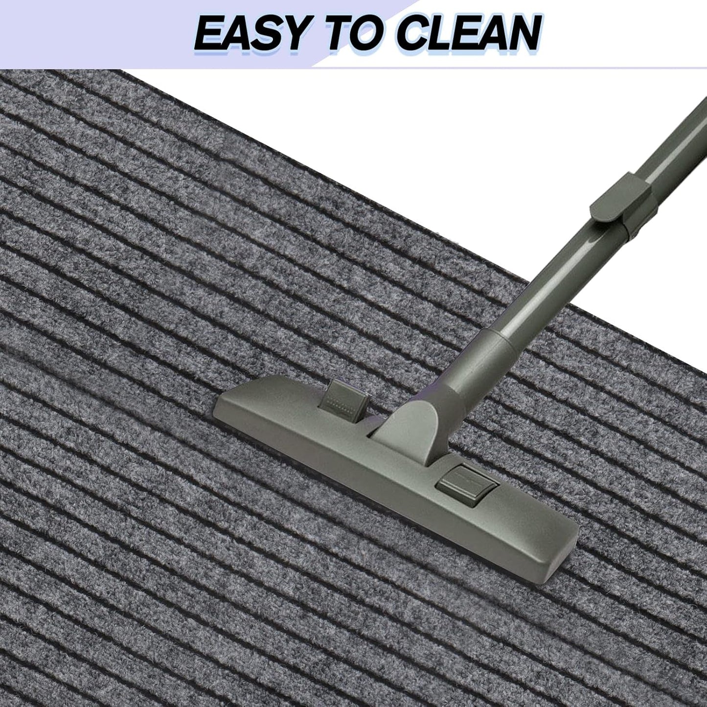 Custom Size Backed Non-Slip Area Rugs Runner, Easy Clean, Waterproof Runner Rugs for Hallway Entryway, Kitchen, Laundry, 4FT x 44FT, Gray Stripe