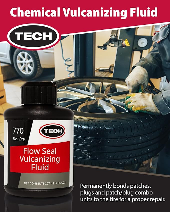 TECH Flow-Seal Vulcanizing Fluid - Permanently Bonds TECH Permacure and Flow-Seal Insert Repairs to Tires for a Permanent Bond, 7 oz.