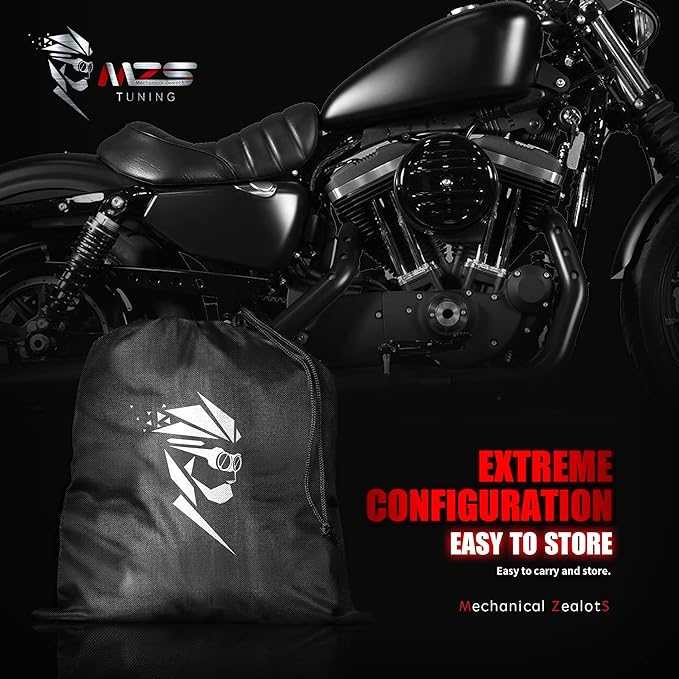 MZS Motorcycle Cover Waterproof Outdoo, All Season Weather Protection Touring Cover Storage fit up to 104 inch Compatible with Road Glide Electra Street Glide Road King Softail Vrod Night Rod