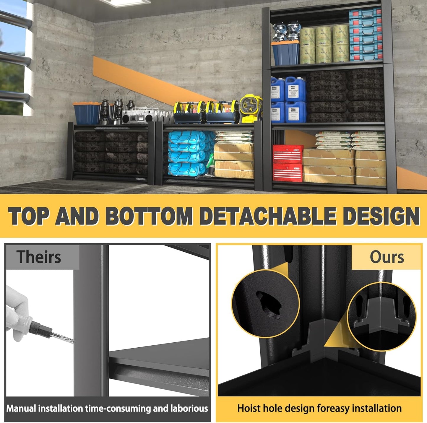 60" H x 40" W x 20" D 4-Tier Heavy Duty Garage Shelving Unit, 2000 LBS Capacity Metal Storage Rack,Adjustable Steel Shelves for Garage, Warehouse, Basement, Pantry, Workshop.4 Pack