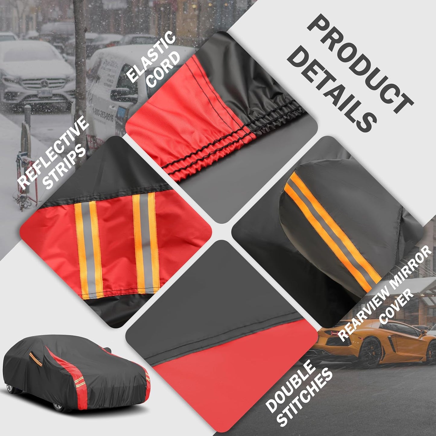 Car Cover Automobiles Waterproof All Weather for for Sports Coupe,Universal Fit Coupe Ford Mustang 1994-2024, Chevrolet Corvette, Audi R8 etc.(See Size Chart)