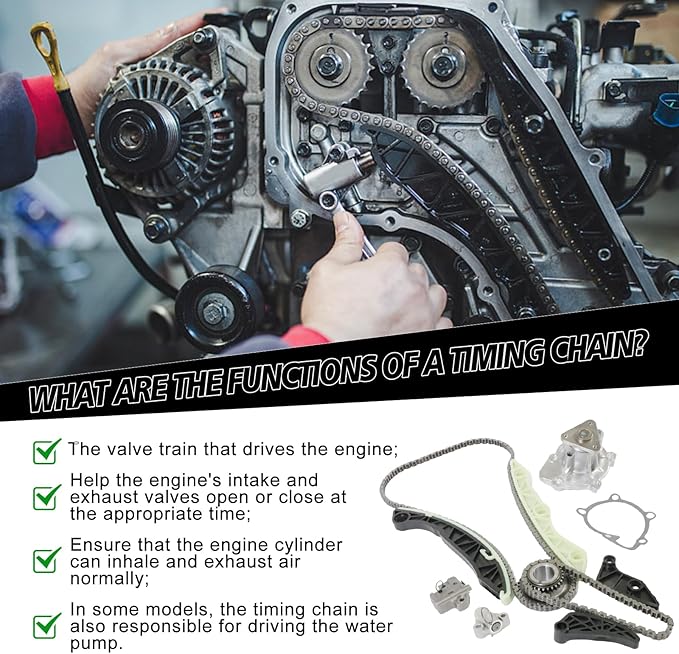 Timing Chain Kit Water Pump 1207180 AW6038 Fits for 2011-2010 Sebring 2009-13 Journey DOHC 2.4L Engine Water Pump Timing Chain Kit