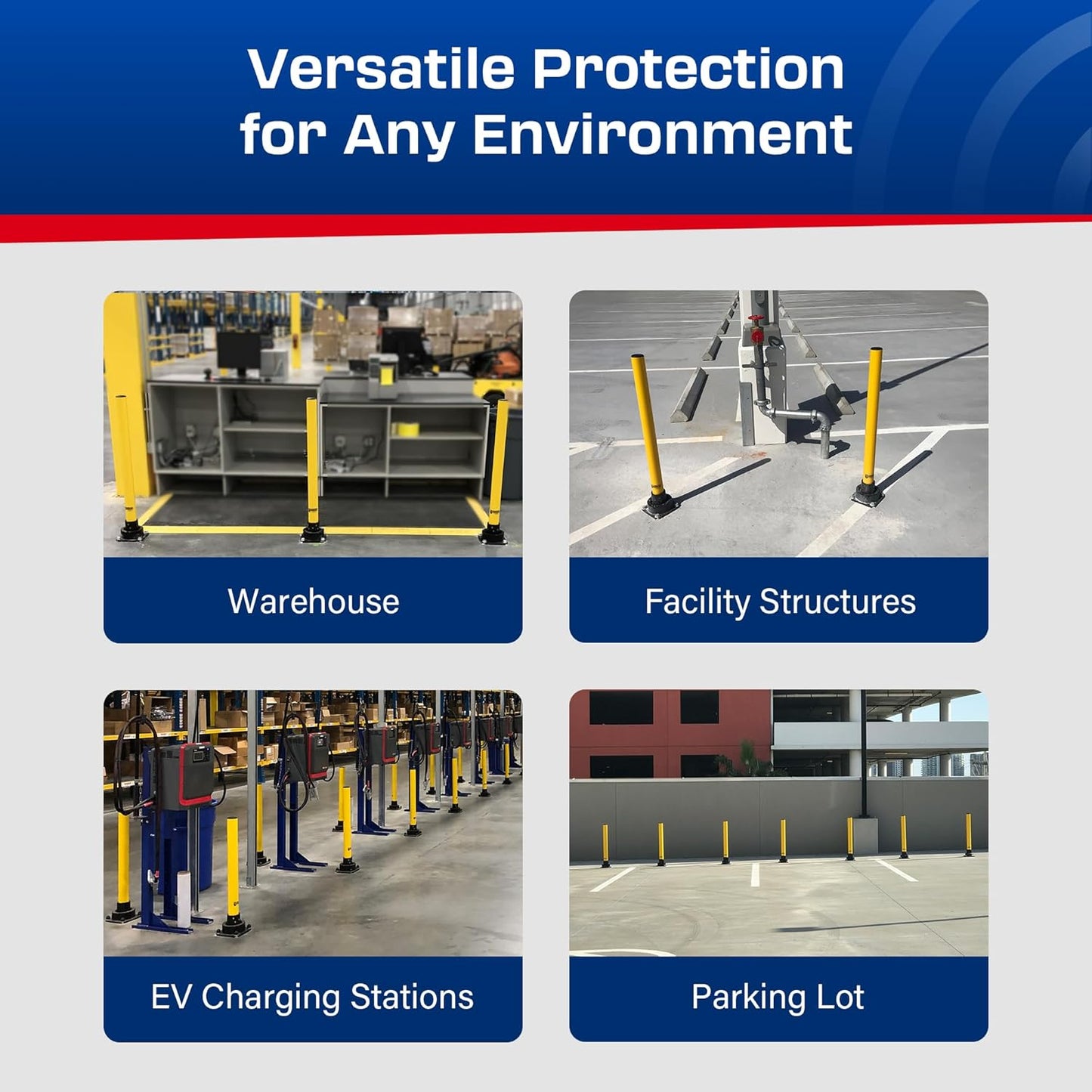 Impact Recovery - SlowStop Steel Rebounding Bollard - Metal Post - Safety Bollard - Made in the USA - 3" x 42"