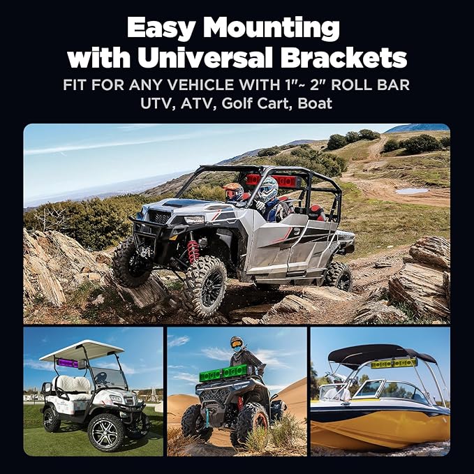 Ehaho 34 Inch UTV Sound Bar, ATV SoundBar Bluetooth with RGB Lighting, IP66 Waterproof Golf Cart Sound Bar, Amplified Powersports SXS SoundBar, UTV Speakers Compatible with Polaris RZR Can-Am