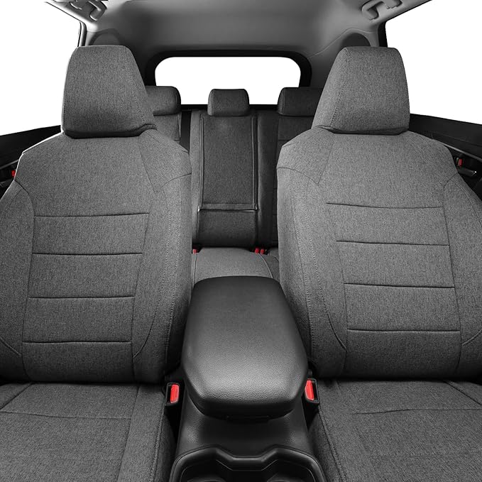 coverdream Rav4 Hybrid Seat Covers Custom Fit for 2019-2024 2025 Toyota Rav4 Hybrid (Not for XSE/SE/Plug-in Hybrid),Full Coverage,Airbag Compatible,Polyester Car Seat Protector(Full Set,Gray)
