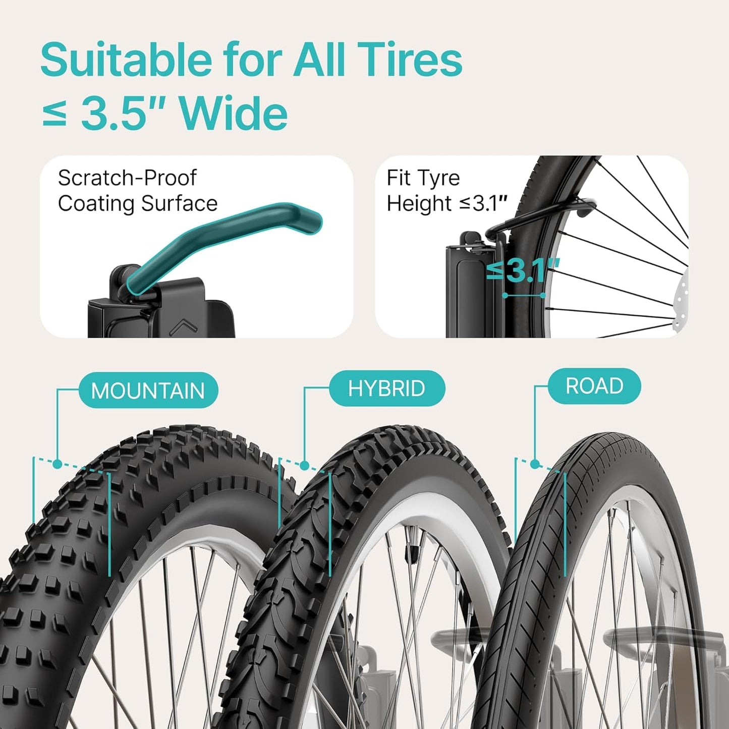 Bike Rack Garage, Bike Wall Mount Heavy Duty, Holds 77 Lbs, Swivel Bike Hangers for Garage, Adjustable Indoor Bike Storage for Bedroom Home Office, 2 Pack