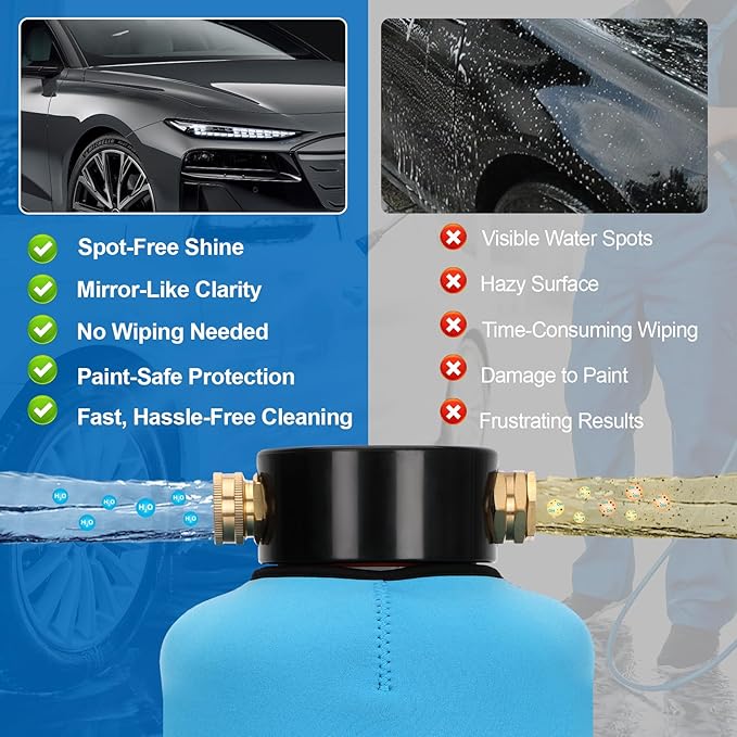 Water Deionizer for Car Washing – Spot-Free Deionized Water System | Spotless Car Wash Filter, NSF-Certified Mixed Bed Resin DI Water System for Cars, RVs, Boats, Solar Panels and Window Cleaning