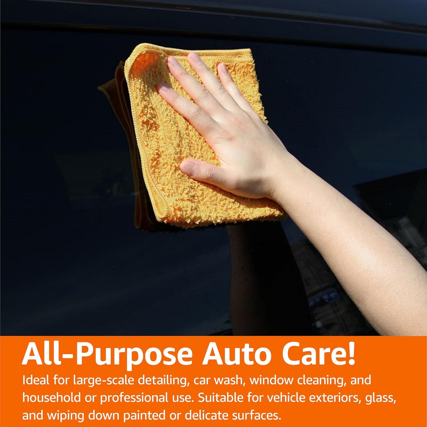 Amazon Basics Microfiber Car Drying Towels (12-Pack), Lint Free, Scratch Free, Highly Absorbent Drying Towel for Cars, 16" x 16", Yellow