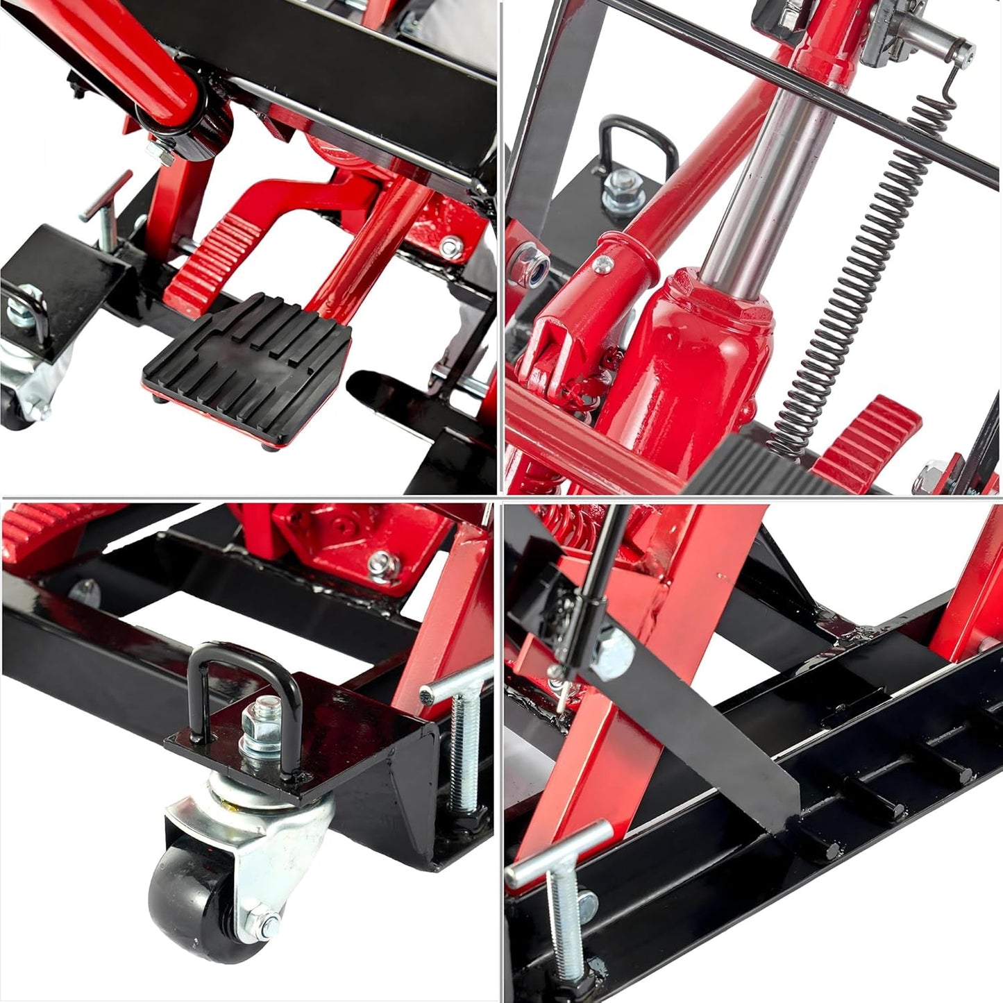 1500 lbs Hydraulic Motorcycle Lift Jack with Safety Lock & Foot Pedal, Heavy Duty Steel ATV/UTV Lift Stand, Adjustable 4.75"-14.75" Height, Portable Garage Bike Hoist for Powersports