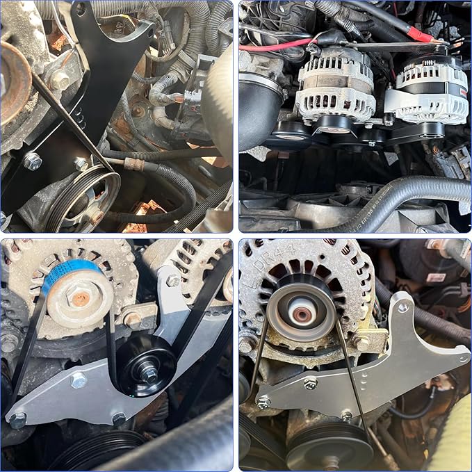 LS Truck SUV Dual Alternator Bracket Kit for GM 4.8L 5.3L 6.0L 6.2L Vortec V8 Engine 1999-2013,for Chevy Tahoe Suburban Silverado, GMC Yukon, for Cadillac Escalade, Hummer H2 (Black)