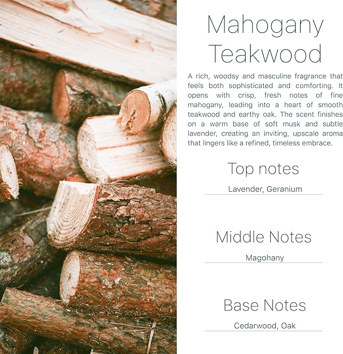Car Air Freshener Mahogany Teakwood 2 Pack – Woody Aroma Diffuser, Long-Lasting Mahogany & Teakwood Hanging Oil Diffuser with Wooden Cap, Non-Toxic Car Air Freshener, Made in USA