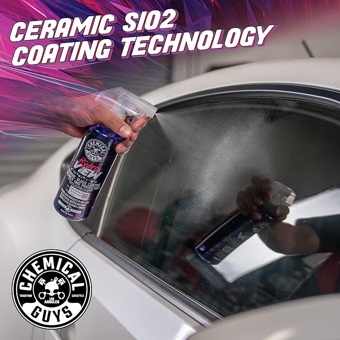 Chemical Guys HydroView Ceramic Glass Cleaner & Coating - Cleans & Adds Hydrophobic Protection, Car Window Cleaner for Glass, and Mirrors, Trucks, SUVs, and Home Use - 16 fl oz