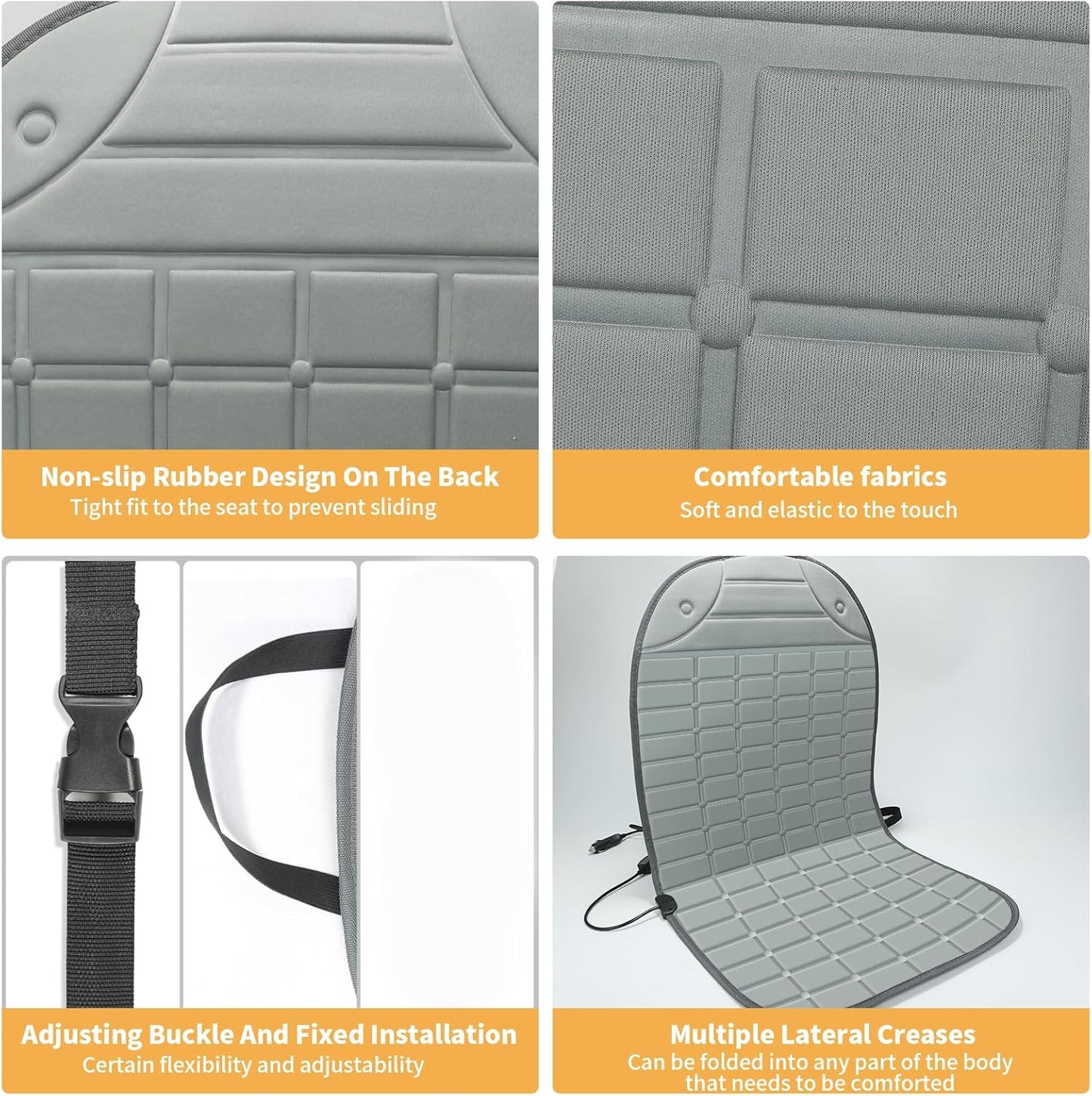 Seat Cushion for Cold Weather - Winter Soft Seat Cover with Adiustanle Buckle for Full Back and Seat (Gray)