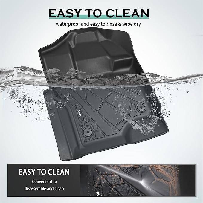 KARPAL Floor Mats Fit for 2015-2026 Ford F-150/2022-2025 F-150 Lightning SuperCrew (Rear with Fold Flat Storage), All Weather Custom Fit TPE 1st&2nd F150 Accessories Floor Liners