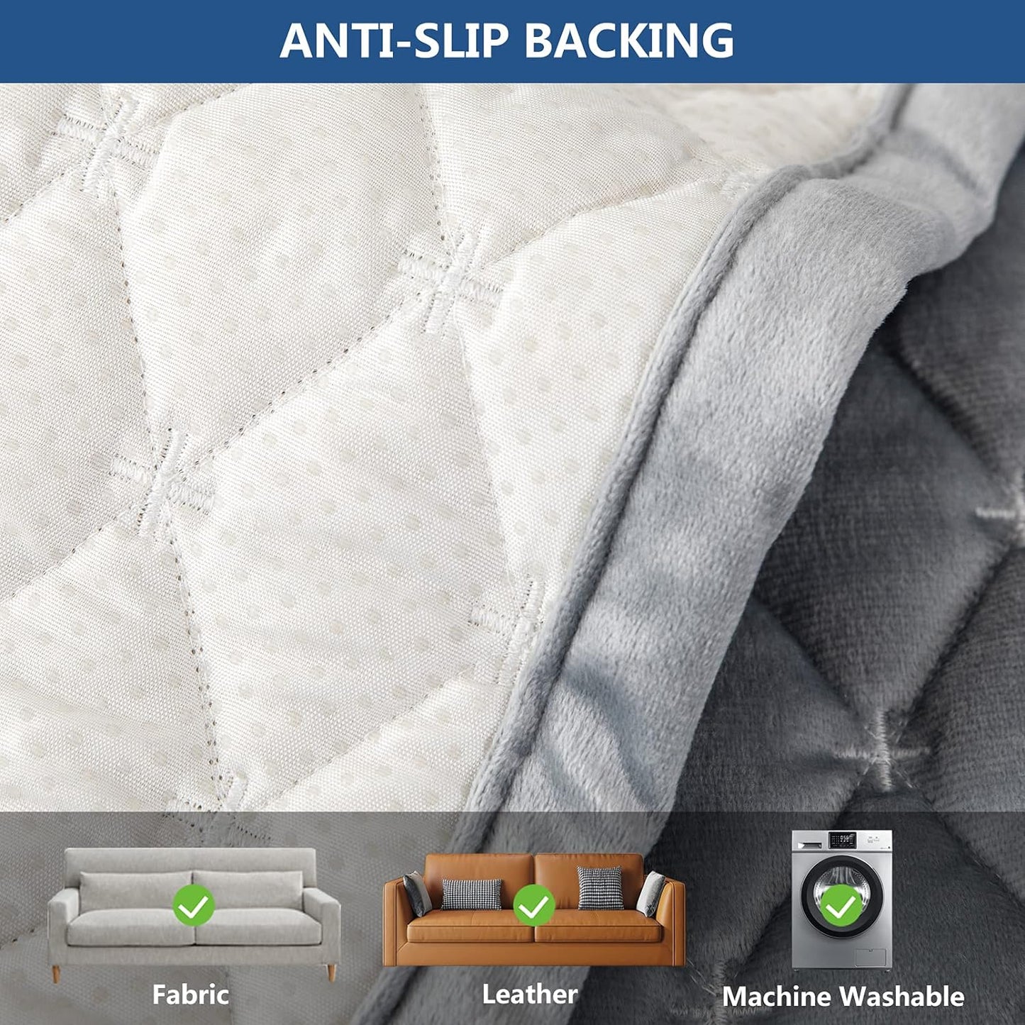 Eismodra Couch Cover,Sectional Couch Covers,Sofa Covers for 3 Cushion Couch,Anti-Slip Sofa Slipcovers for Dogs Cats Kids Loveseat Recliner L Shaped Armrest Backrest,Light Gray 36''x47''(Only 1 Piece)