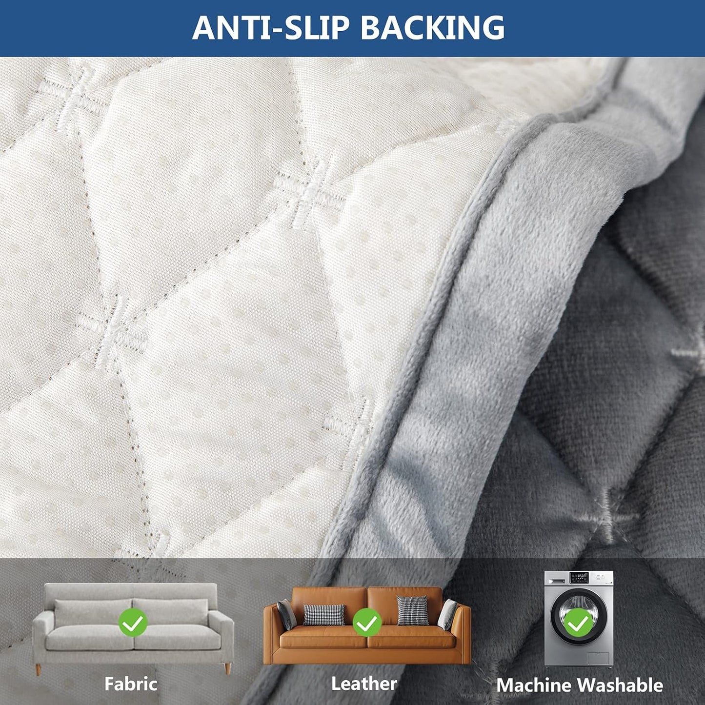 Eismodra Couch Cover,Sectional Couch Covers,Sofa Covers for 3 Cushion Couch,Anti-Slip Sofa Slipcovers for Dogs Cats Kids Loveseat Recliner L Shaped Armrest Backrest,Light Gray 43''x82''(Only 1 Piece)