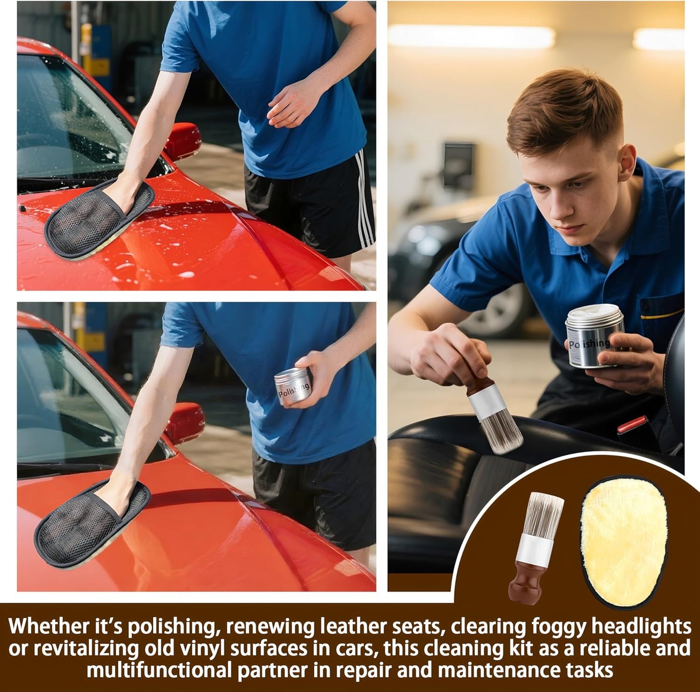 Salve Brush for Furniture,Leather&Wood Care Cleaning Brush w/Glove,Furniture Brush with Comfortable Handle&Soft Bristles,Durable Salve Wax Brushing Tool for Home Office Sofas Car Interiors,Bags,Shoes