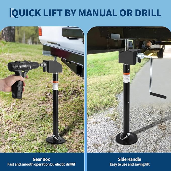 Garvee RV Slide Out Support Jacks (Set of 6) - 30,000lb Heavy Duty Rv Stabilizer Jacks Support, 21"-49" Quick-Lift Adjustable - Power Drill & Hand Crank Compatible for Campers, Travel Trailers & RVs